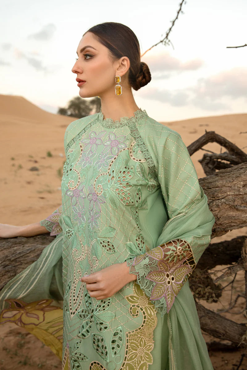 3PC HEAVY EMBROIDERED CHICKAN KARI LAWN SUIT - SR-155