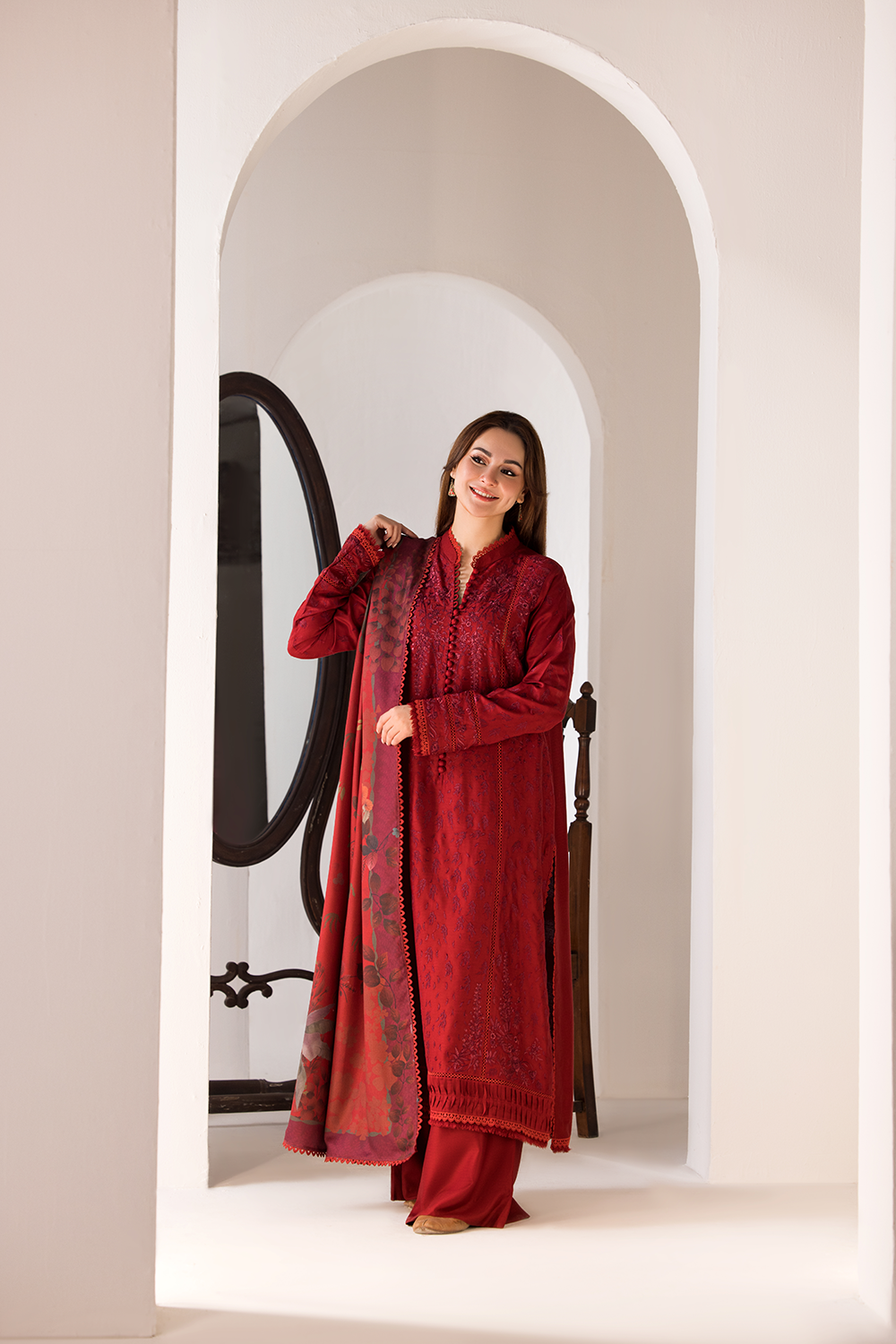 3PC LAWN EMBROIDERED SUIT - SR-455