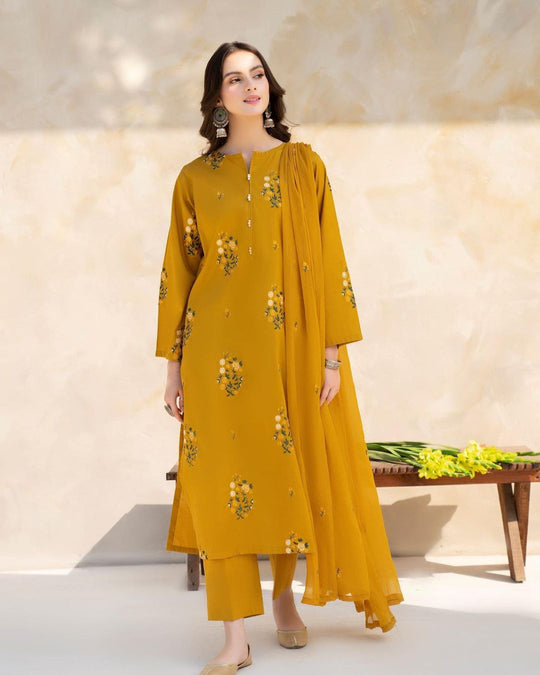 Mannat Clothing Pret Embroidered Lawn 3 Piece Suit Rumi
