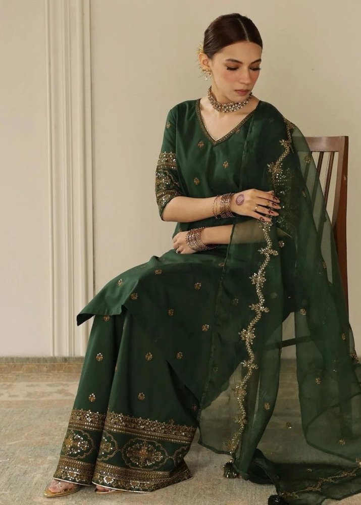 3PC EMBROIDERED DHANAK SUIT - RO - 585 - Rangoli Store