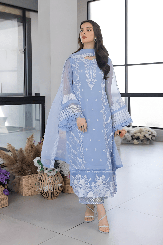 3PC EMBROIDERED ORGANZA SUIT - SR - 683 - Rangoli Store
