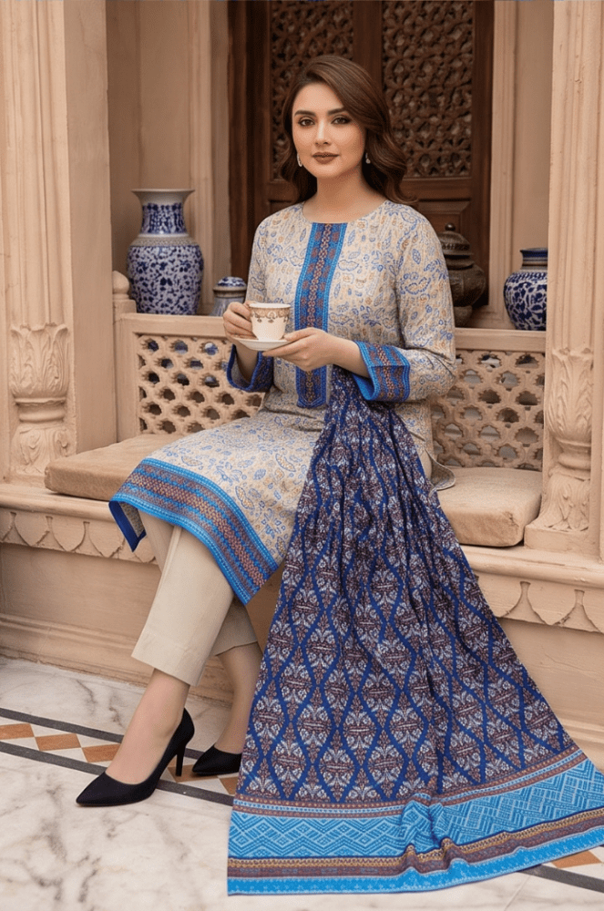 3PC PRINTED LAWN SUIT SR-124 - Rangoli Store