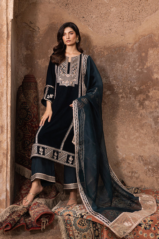 3PC EMBROIDERED MICRO 9000 VELVET DRESS - RO-530