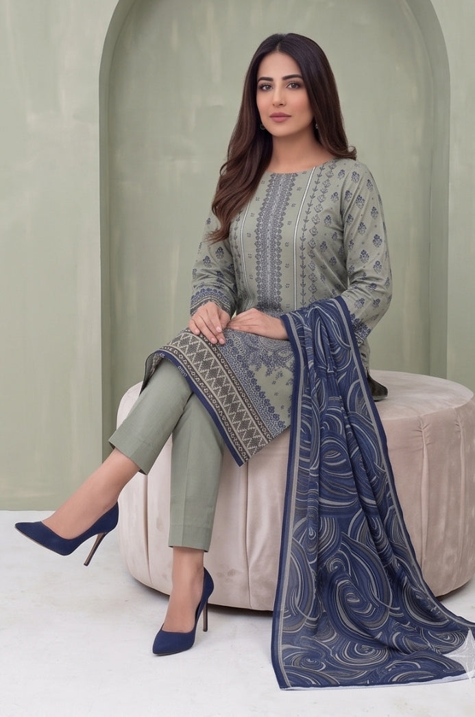 3PC PRINTED LAWN SUIT SR-102
