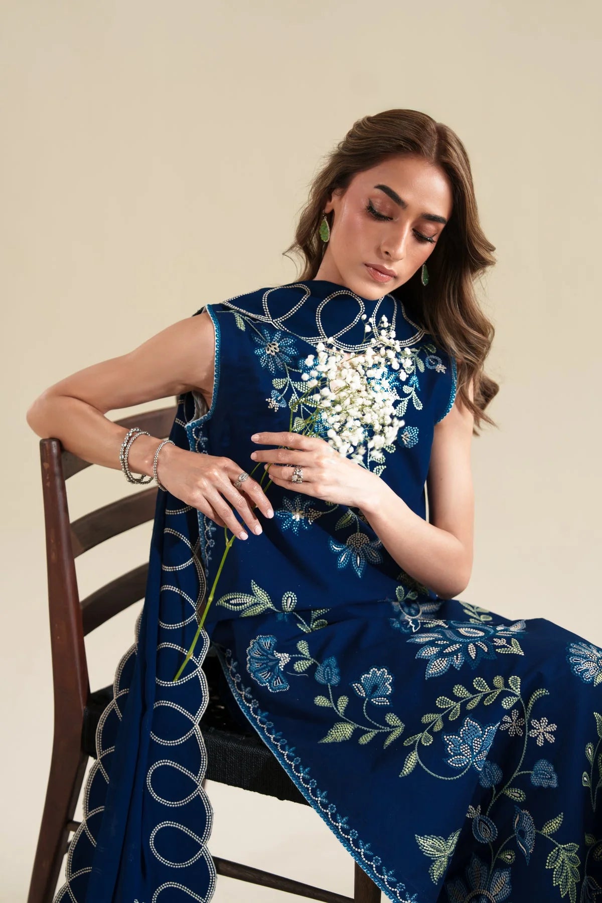3PC EMBROIDERED DHANAK SUIT - RO-792