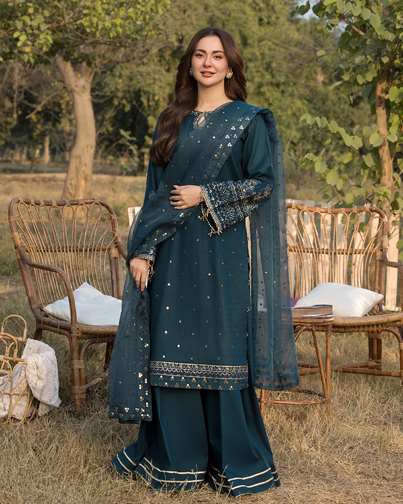 3-PC SEQUENCE EMBROIDED LAWN SUIT SR - 495