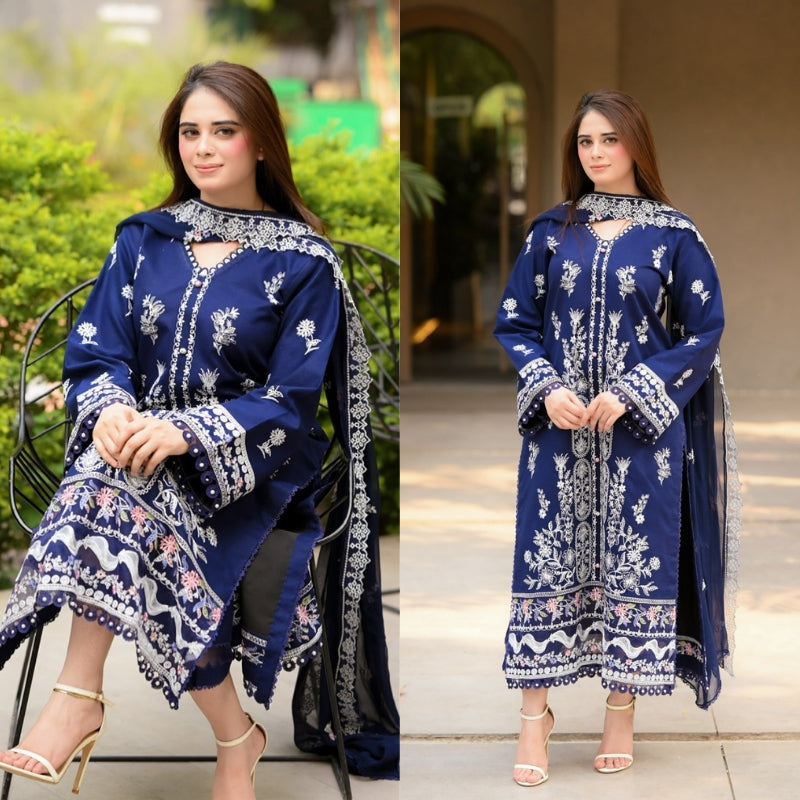 3PC EMBROIDERED LAWN SUIT SR - 509