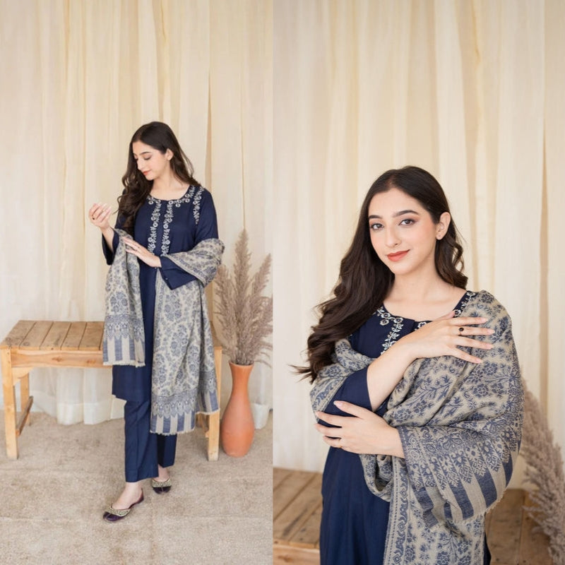 3PC EMBROIDERED LAWN SUIT - SR-373