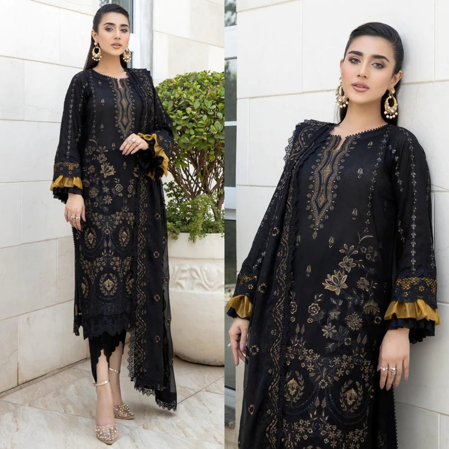 3PC EMBROIDERED LAWN DRESS - SR-84