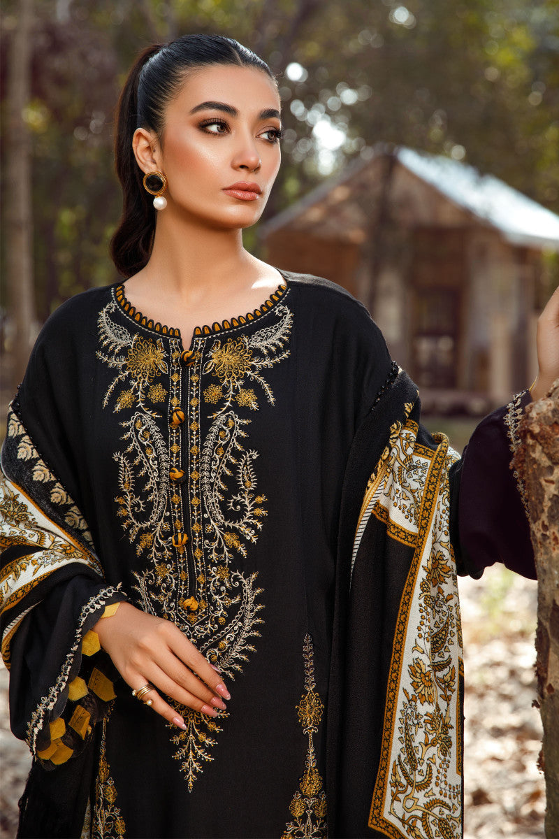 3PC EMBROIDERED DHANAK DRESS RO - 388