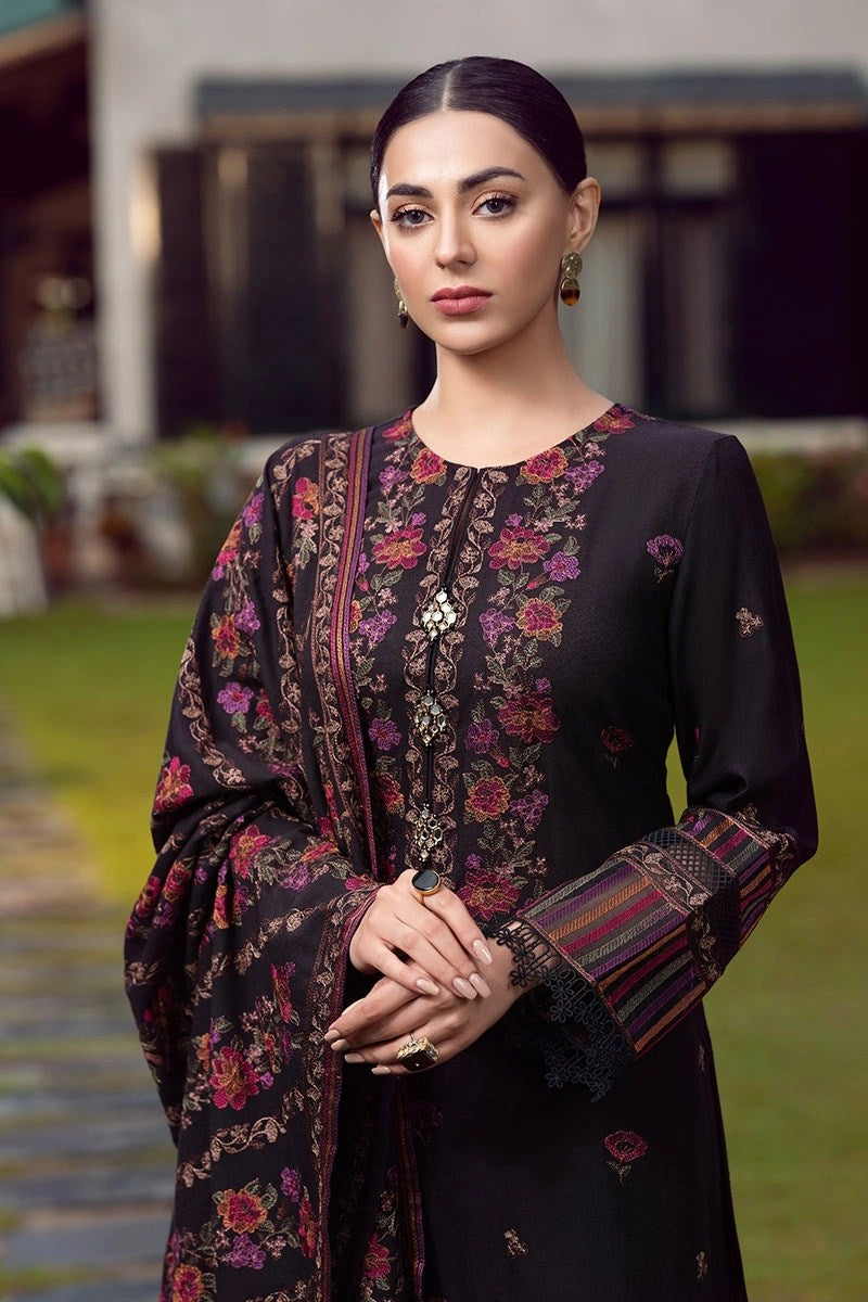 3PC EMBROIDERED DHANAK DRESS RO - 309