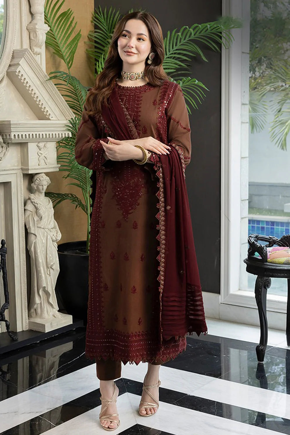 3PC EMBROIDERED LAWN SUIT - SR-168