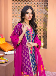 3PC DIGITAL PRINTED LAWN SUIT WITH PATCHES - SR-493