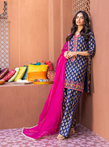 3PC DIGITAL PRINTED LAWN SUIT WITH PATCHES - SR-493