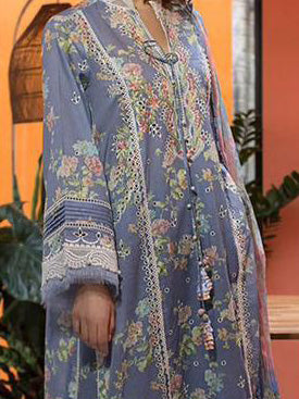 3PC DIGITAL PRINT LAWN WITH EMBROIDERED PATCH - RO-201