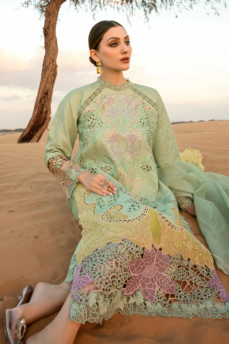 3 PC HEAVY EMBROIDERED CHICKAN KARI LAWN SUIT - RO-155