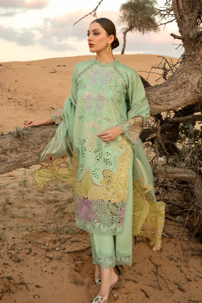 3 PC HEAVY EMBROIDERED CHICKAN KARI LAWN SUIT - RO-155