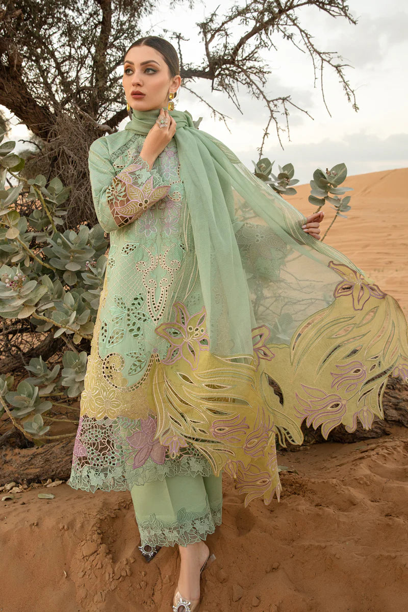 3 PC HEAVY EMBROIDERED CHICKAN KARI LAWN SUIT - RO-155