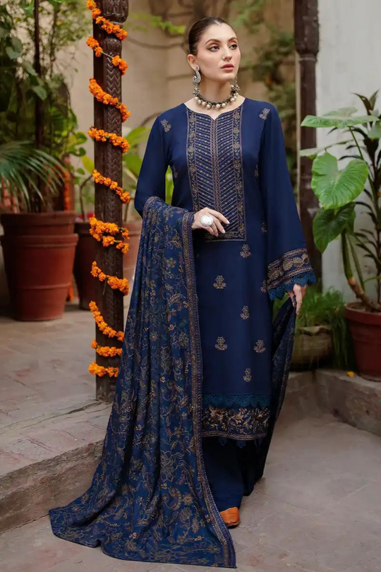 3PC EMBROIDERED DHANAK DRESS RO - 311