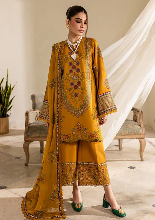 3PC EMBROIDERED DHANAK DRESS RO - 529