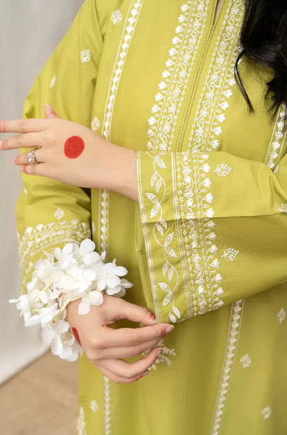 3PC EMBROIDERED DHANAK DRESS RO - 327