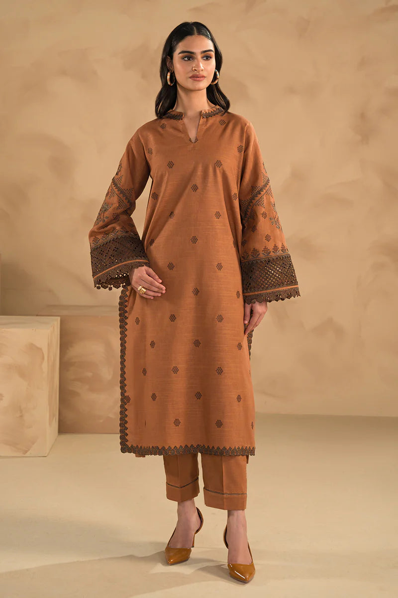 3PC EMBROIDERED KHADDAR DRESS RO - 345