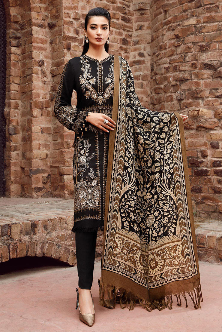 3PC EMBROIDERED DHANAK DRESS RO - 326