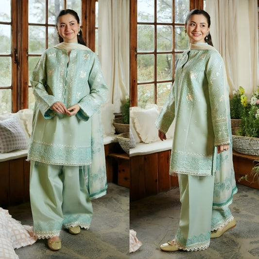 3PC EMBROIDERED LAWN SUIT - SR-134