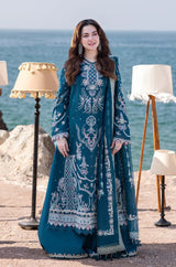 3PC EMBROIDERED DHANAK DRESS RO - 521