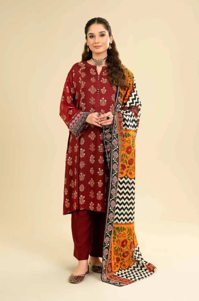 3PC EMBROIDERED LAWN SUIT - RO-158