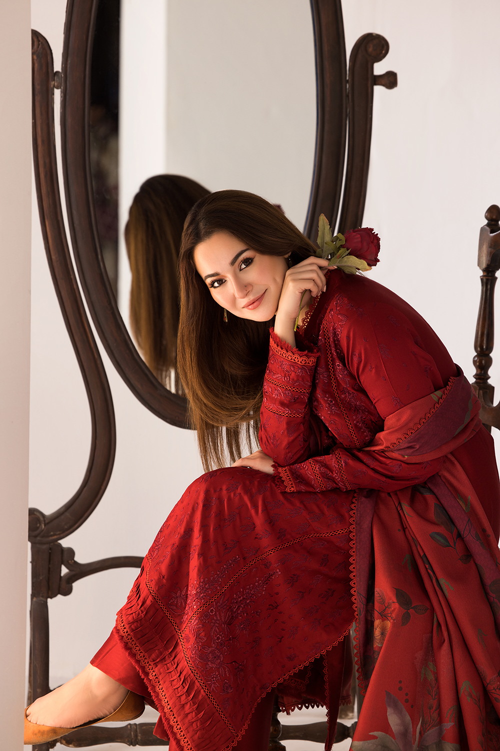 3PC EMBROIDERED LAWN SUIT  - SR-455