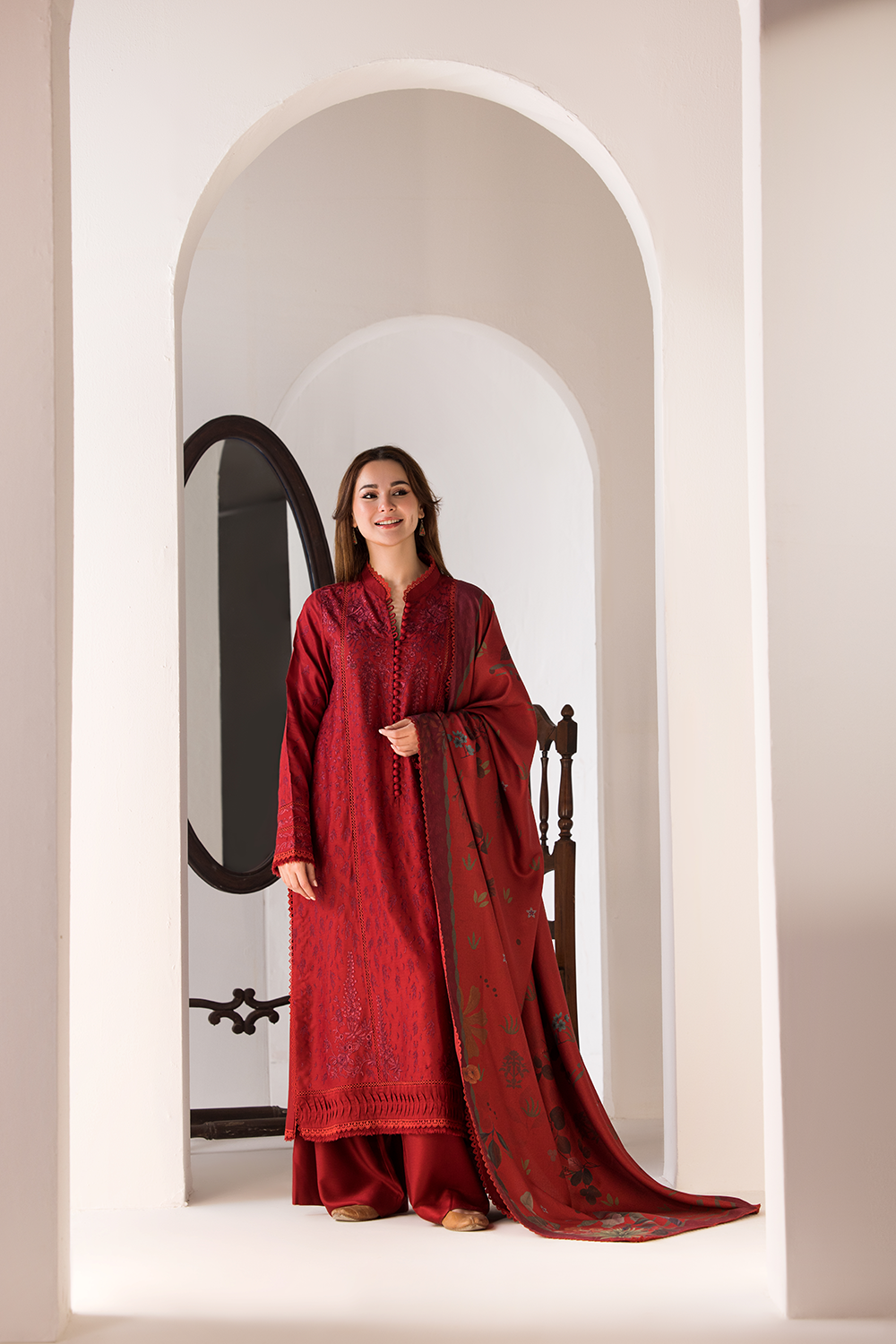 3PC EMBROIDERED LAWN SUIT  - SR-455