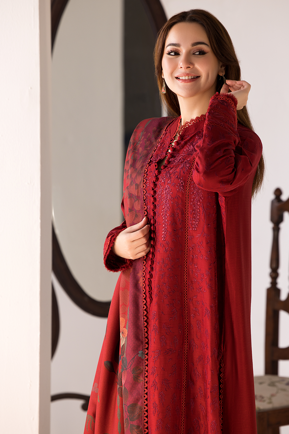 3PC EMBROIDERED LAWN SUIT  - SR-455
