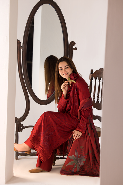 3PC EMBROIDERED LAWN SUIT  - SR-455