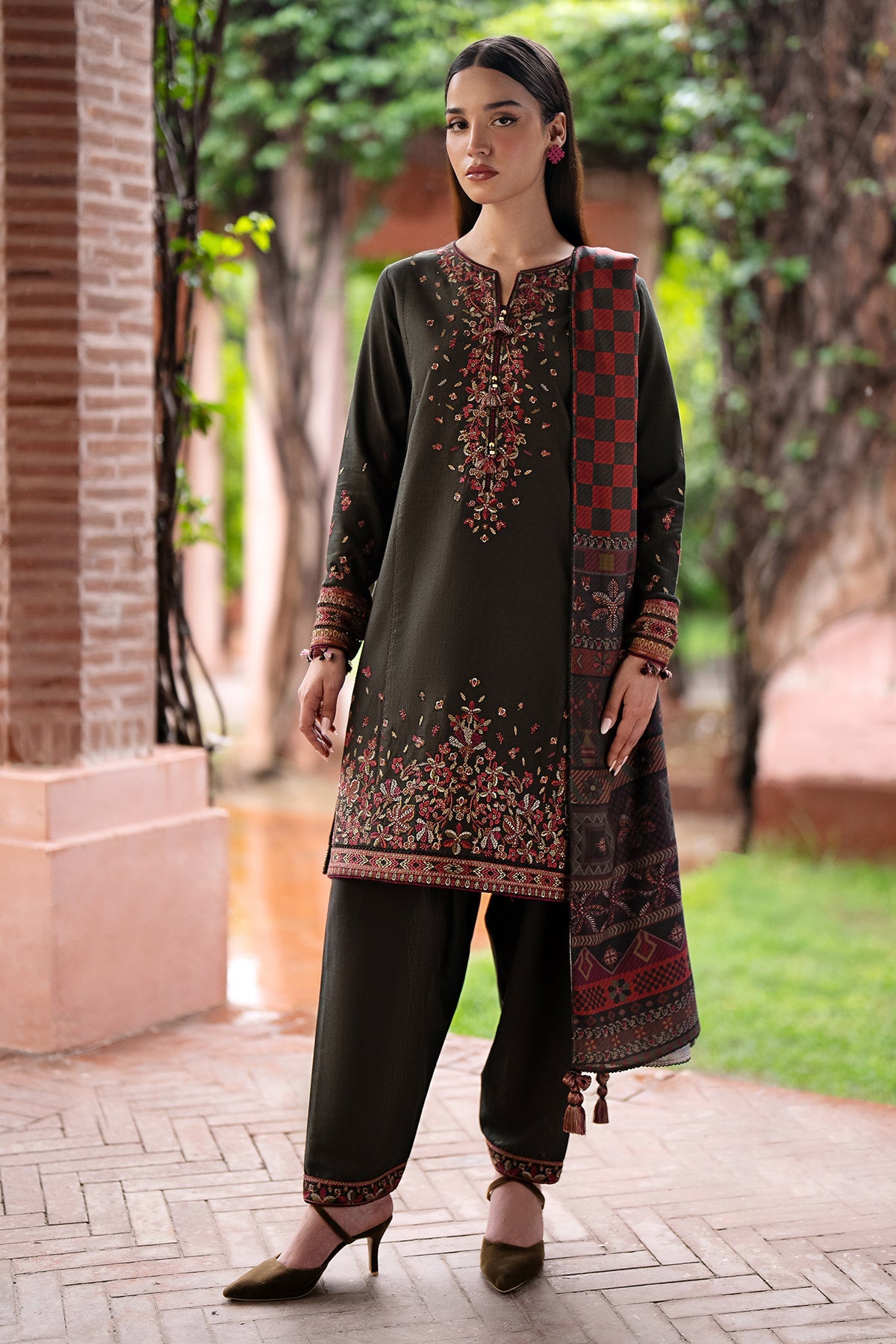 3PC EMBROIDERED DHANAK DRESS JZ-3035
