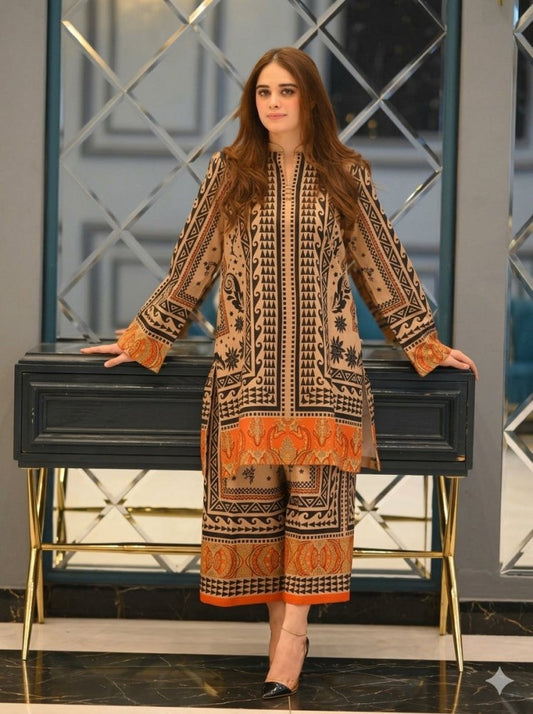 2 PC Stitched Printed Silk Co Ords Set RO - 810 - Rangoli Store