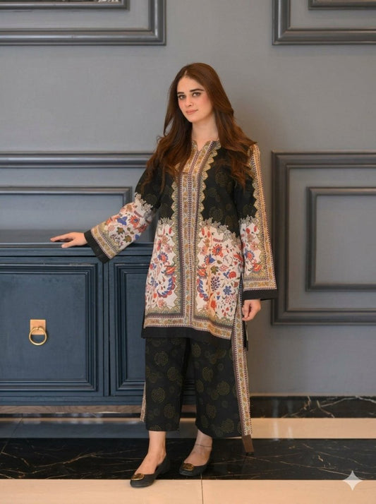2 PC Stitched Printed Silk Co Ords Set RO - 812 - Rangoli Store