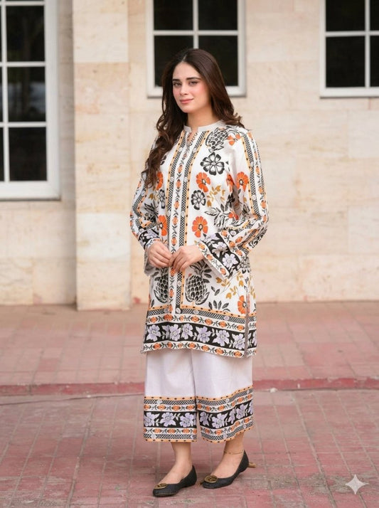 2 PC Stitched Printed Silk Co Ords Set RO - 814 - Rangoli Store