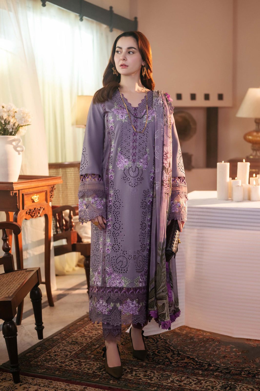 3PC EMBROIDERED LAWN SUIT - SR-466