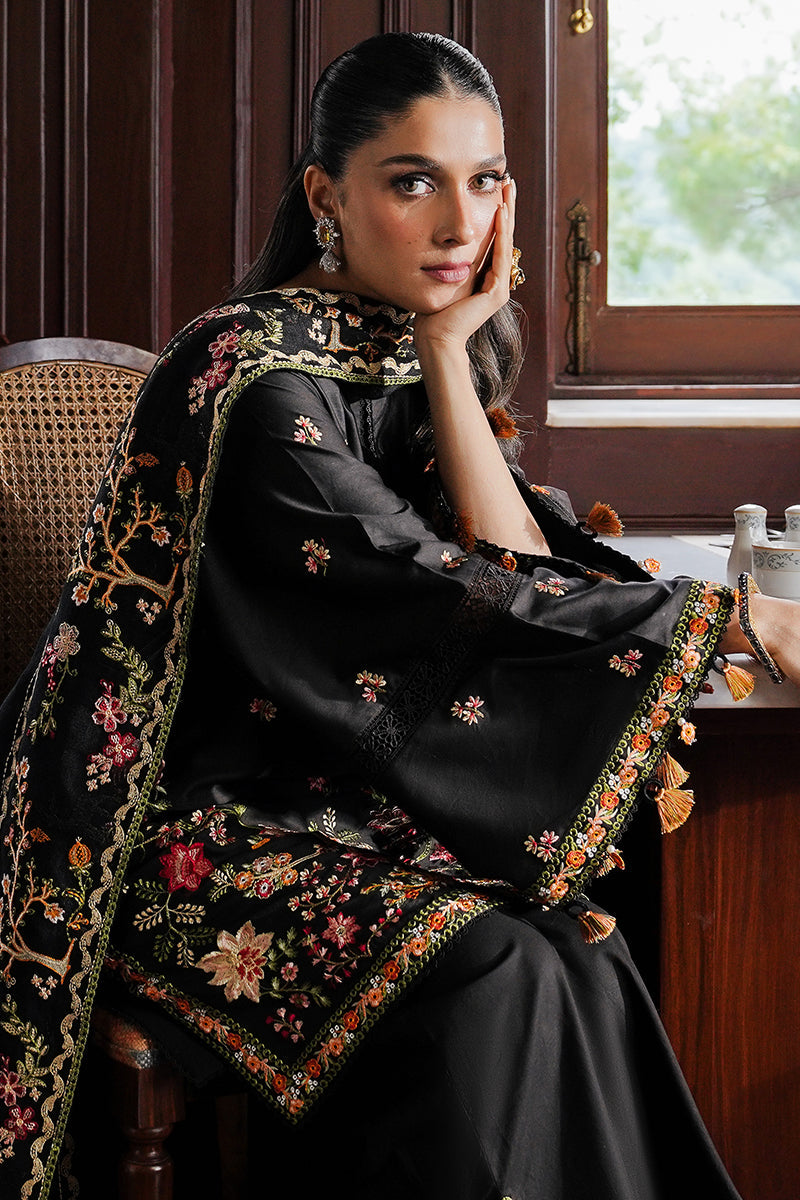 3PC EMBROIDERED DHANAK DRESS RO - 552