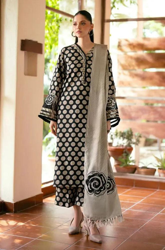 3PC DIGITAL PRINTED KHADDER SUIT WITH PATCHES - RO-604
