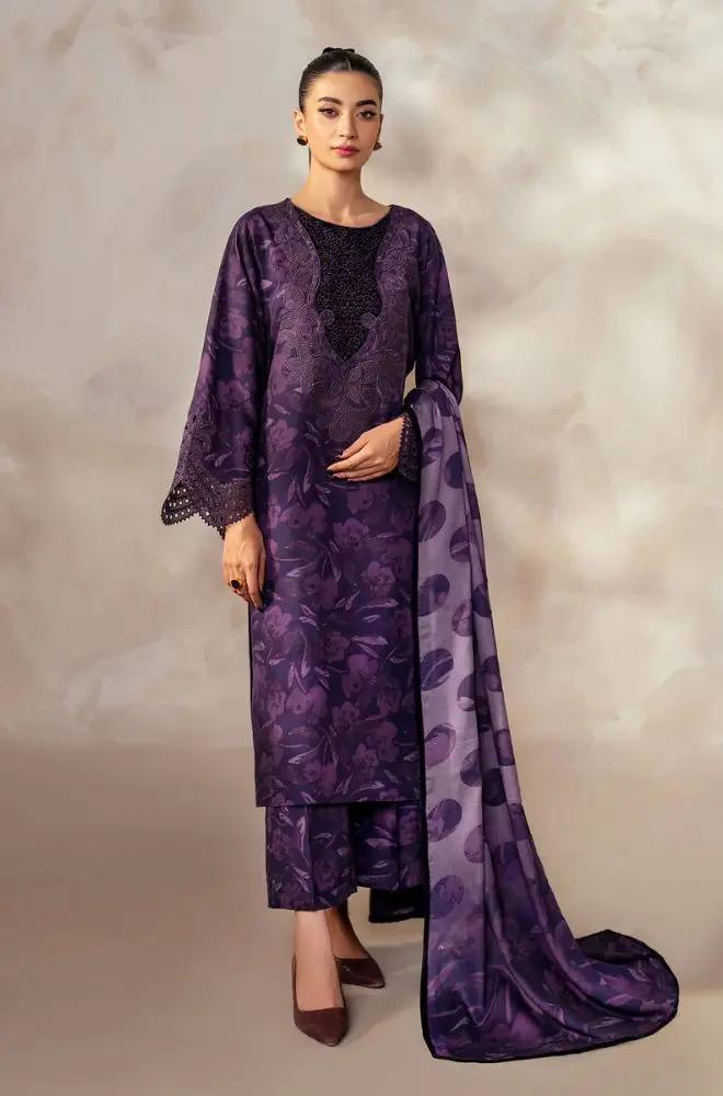 3PC DIGITAL PRINTED KHADDER SUIT WITH PATCHES - RO-605