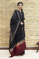 3PC EMBROIDERED DHANAK DRESS RO - 544