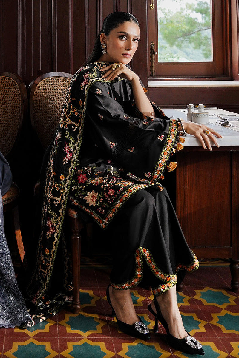 3PC EMBROIDERED DHANAK DRESS RO - 552