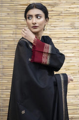 3PC EMBROIDERED DHANAK DRESS RO - 544