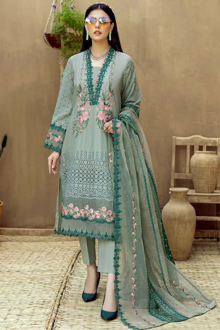 3 PC Heavy Embroidered Chicken Kari Lawn Suit - RO-91