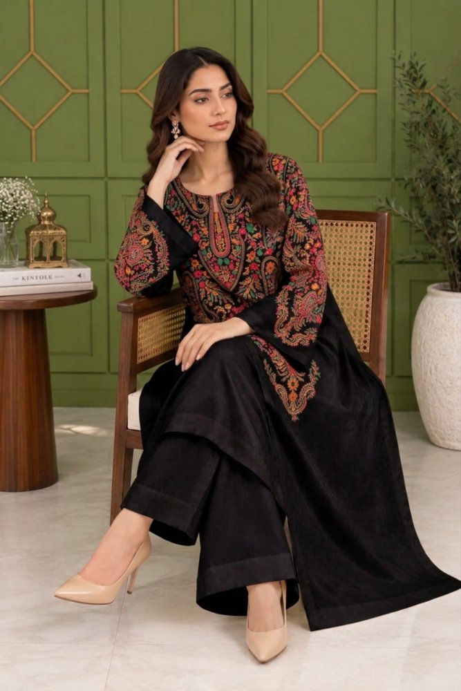 2PC EMBROIDERED Dhanak SUIT - RO-799 - Rangoli Store