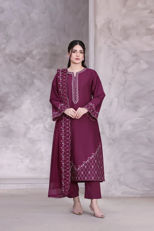 3 - PC EMBROIDERED DHANAK SUIT - RO-780 - Rangoli Store