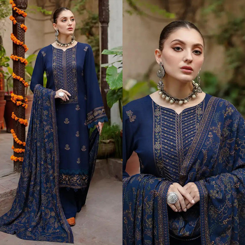 3PC EMBROIDERED DHANAK DRESS RO - 311