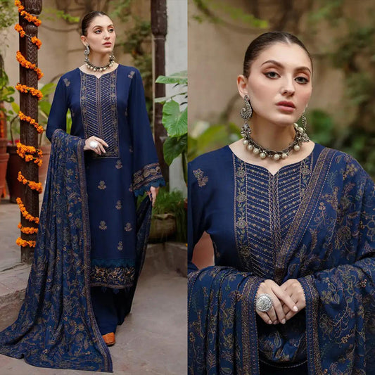 3PC EMBROIDERED DHANAK DRESS RO - 311
